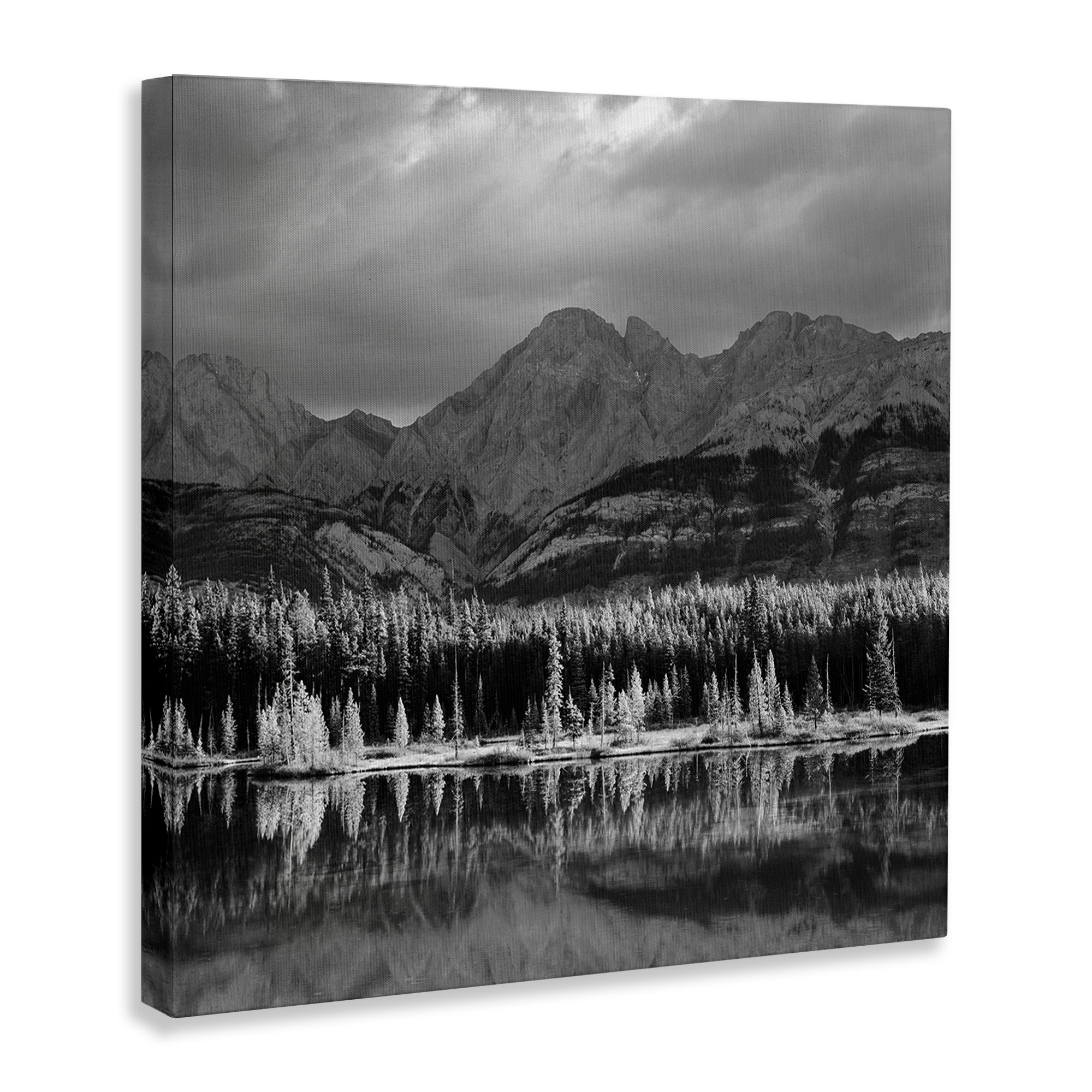 Stupell Industries Two Jack Lake Landscape Landscape & Nature Photography Wrapped Canvas Art Print Wall Art, 17 x 17