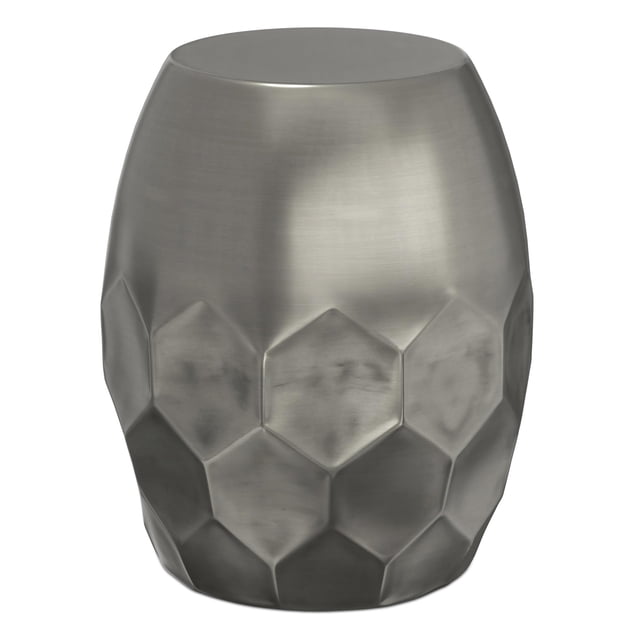 Allora 16" Contemporary Metal Accent Side Table in Antique Silver