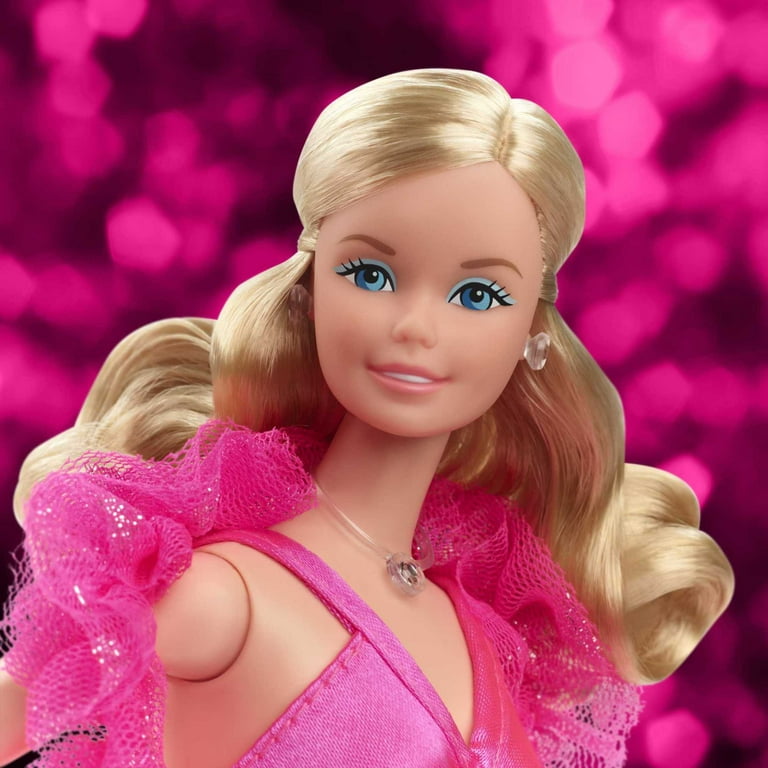 Barbie Signature 1977 Superstar Reproduction Doll Collectible with Fashionable Looks Pink Gown Ruffle Boa Walmart