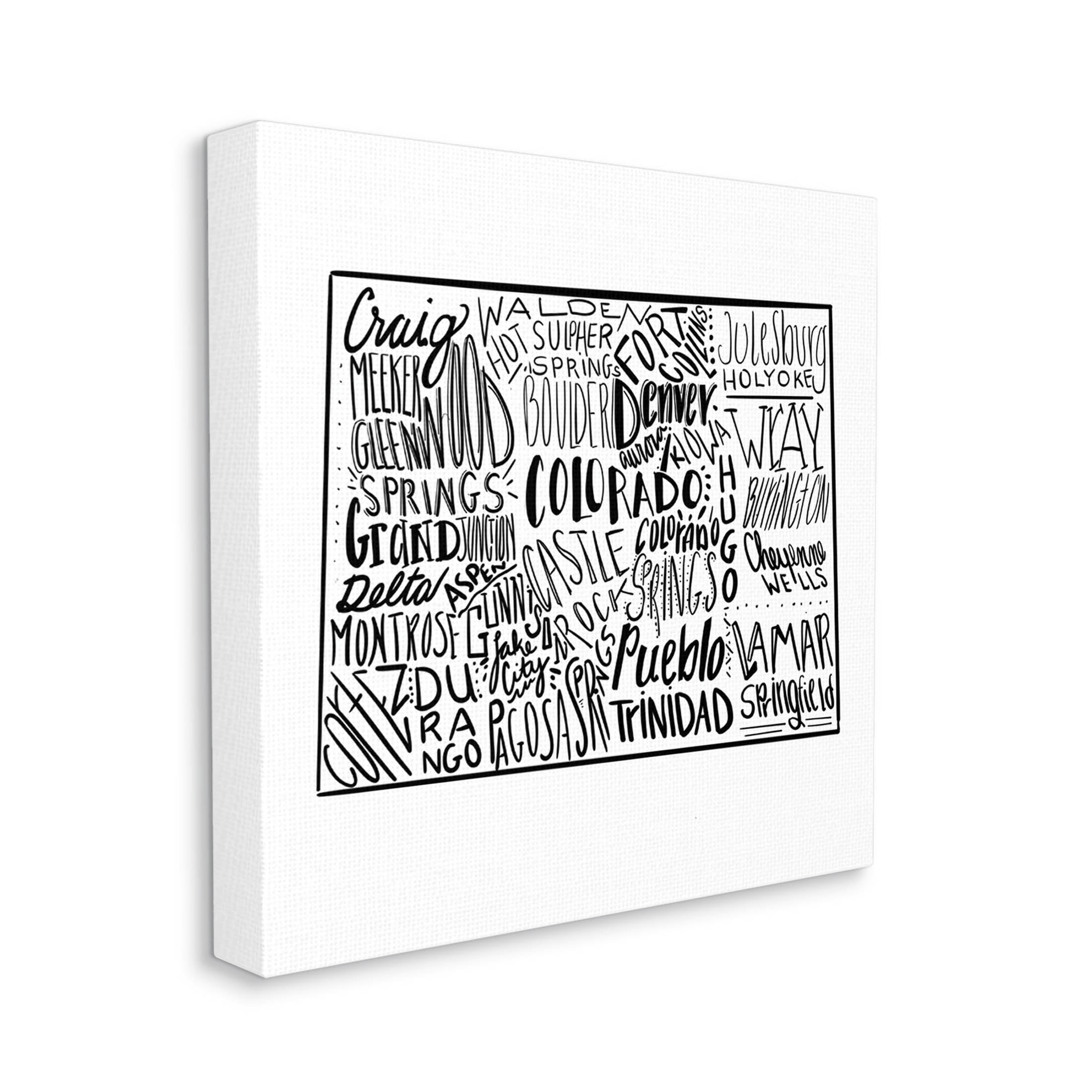 Stupell Industries Colorado Cities Typography State Shape Graphic Art Gallery Wrapped Canvas Print Wall Art, Design by The Saturday Evening Post