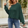 thumbnail image 2 of YOTMKGDO Pullover Sweaters Sweaters For Women Autumn Winter Loose Short Cotton Fashion Long Sleeved Crew Neck Sweater O Neck, Sizes XS-XL, 2 of 5