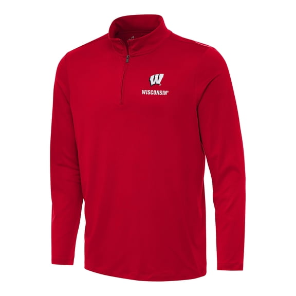 Men's Antigua Red Wisconsin Badgers Reprocess Quarter-Zip Top
