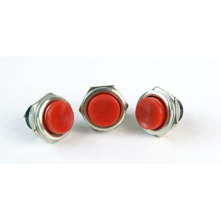 3 Pack Red Push Button Momentary switch Normally open contact  1-pole 3 A,