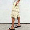 thumbnail image 4 of Mifsaly Capri Cargo Pants for Women Elastic Drawstring Waist Cropped Trousers with Pockets Lightweight Casual Knee Length Vacation Summer Capris White,M, 4 of 5