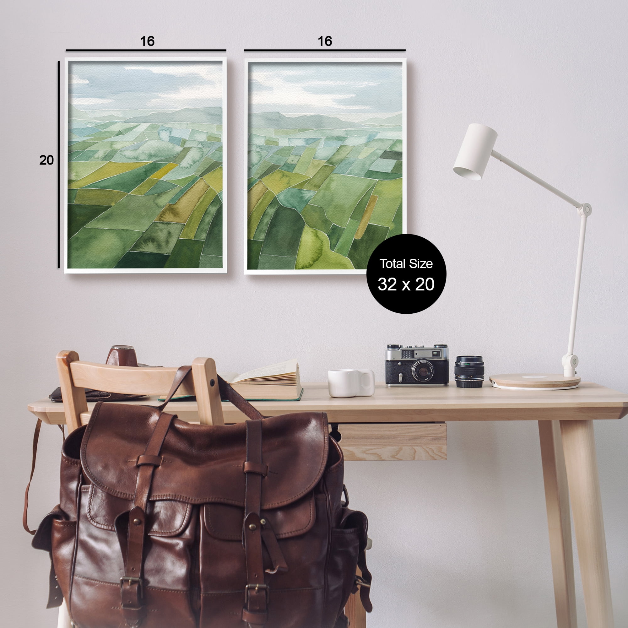 Stupell Industries Abstract Farmland Landscape Nature Painting White Framed Art Print Wall Art, 16 x 20, Set of 2