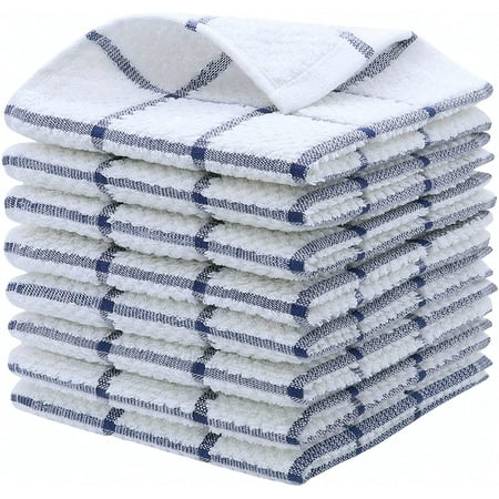 

Cotton Dish Towels for Kitchen Terry Dish Cloths for Washing Dishes 12 x 12 Inches Light and Soft Quick Drying Dish Rags for Cleaning 8pc/Set (Blue)