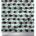 thumbnail image 1 of Soimoi Green Cotton Voile Fabric White Flower Bouquet Stripe Printed Craft Fabric by the Yard 58 Inch Wide, 1 of 3
