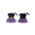 thumbnail image 2 of BemeyourBBs Baby Girl Halloween Outfit Pumpkin Ghost Print Romper Dress Headband, 2 of 9