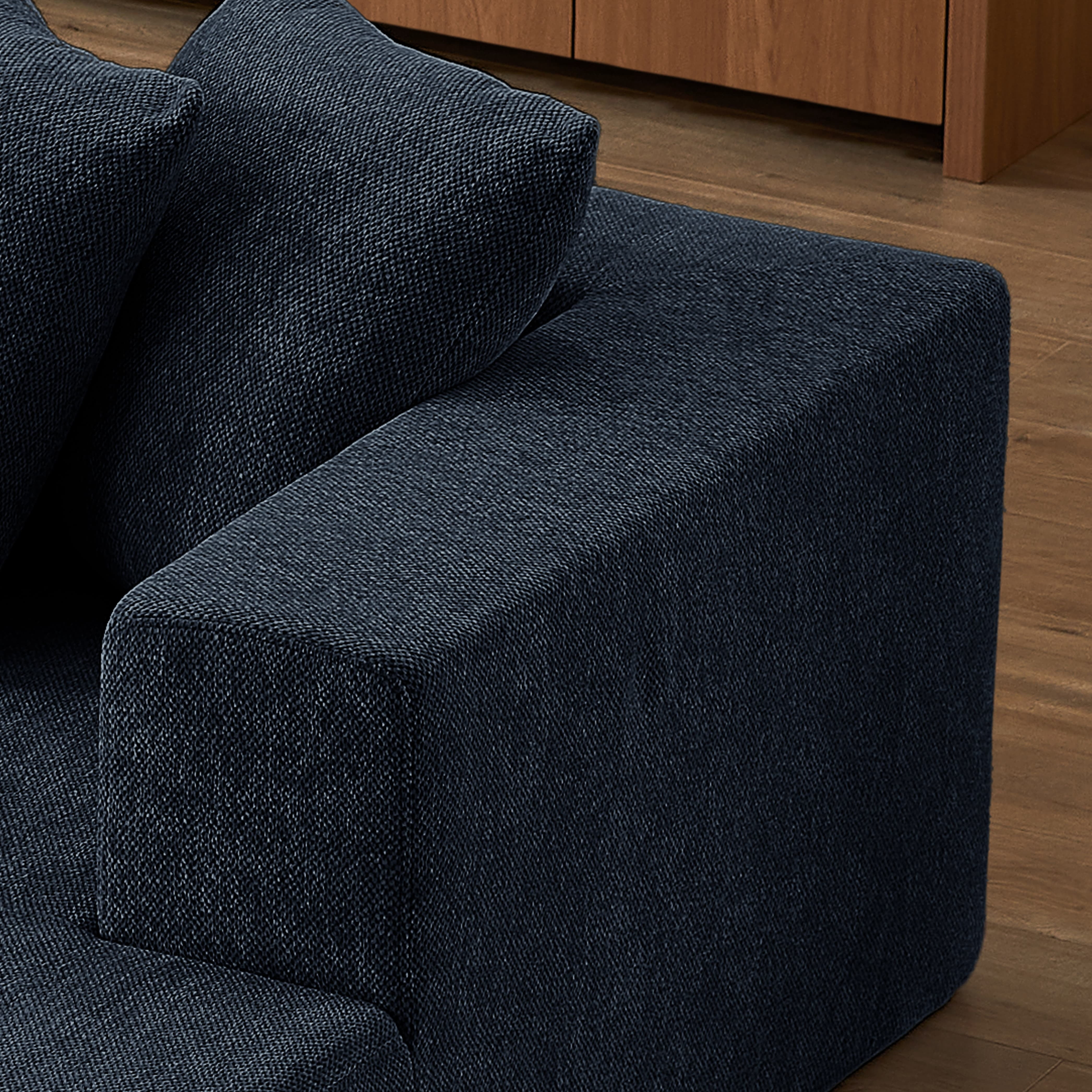 MAYEERTY Chenille Sectional Chaise Sofa, Mnimalist & Comfy Sleeper Couch for Apartment, 74×31" Blue