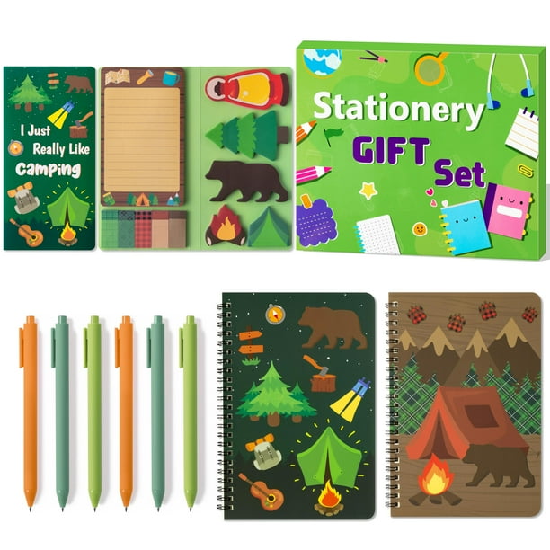 Set de papelería Xqumoi Camping, cuadernos, tamaño A5, con notas adhesivas