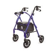 Hugo Portable Rollator Walker with Seat, Backrest and 8 Inch Wheels, Blue