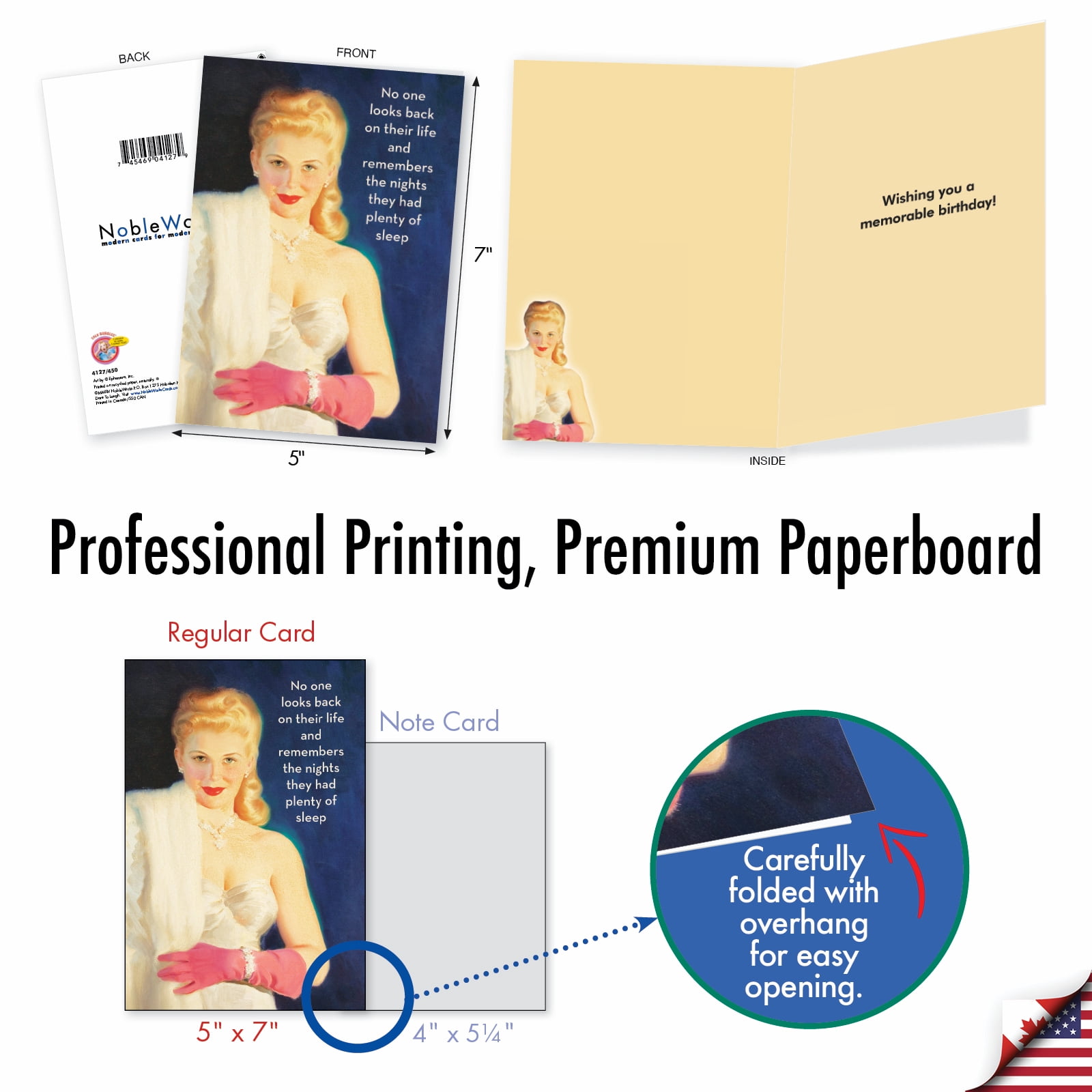 NobleWorks 36 Assorted Box Set Funny Birthday Greeting Cards w/5 x 7 Inch Envelopes (36 Designs, 1 Each) Bday Retro Revelry AC7740BDG-B1x36