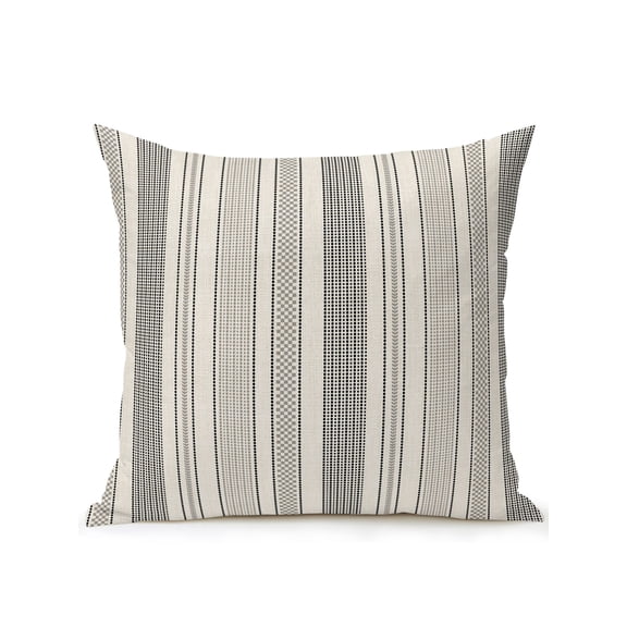 Outdoor Pillows Waterproof, Farmhouse Stripe Bedding Throw Pillows with Insert for Couch Sofa Bed, Boho Country Vintage Grey Striped 16x16 Inch Pillowcases Decorative Camping Patio Pillow Set of 1