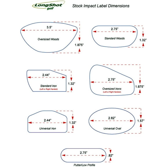 LongShot Golf Impact Label Pack - 125 Wood & 125 Iron Impact Labels