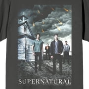 Supernatural Character Art and Logo Men's Charcoal Gray Short Sleeve Crew Neck Tee-Medium