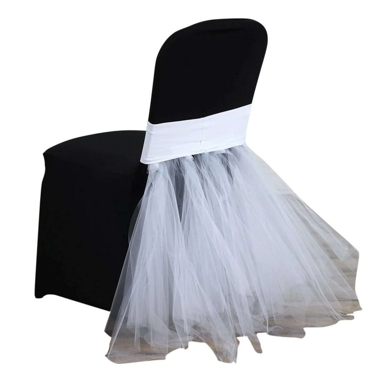 Efavormart 40 PCS White Spandex Chair Tutu Cover Skirt, Wedding
