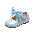 thumbnail image 2 of ZHOGXU Baby Kids Girls Shoes Non Slip Flat Sole Soft Sole Bow Knot Solid Color Fashion Comfortable Shoes For Casual Daily Wear,Bu2,2-2.5 Years, 2 of 7