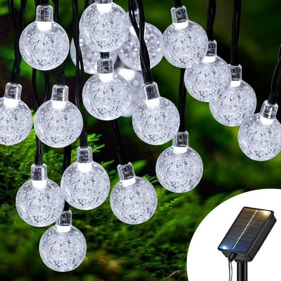 shiyou-Solar String Lights Outdoor, 33FT/10M 30 LED Solar Crystal Globe Lights, 8 Modes Waterproof Solar Powered Patio Light for Garden Yard Tree Porch Gazebo Wedding Christmas Party Decor, Cool Whit
