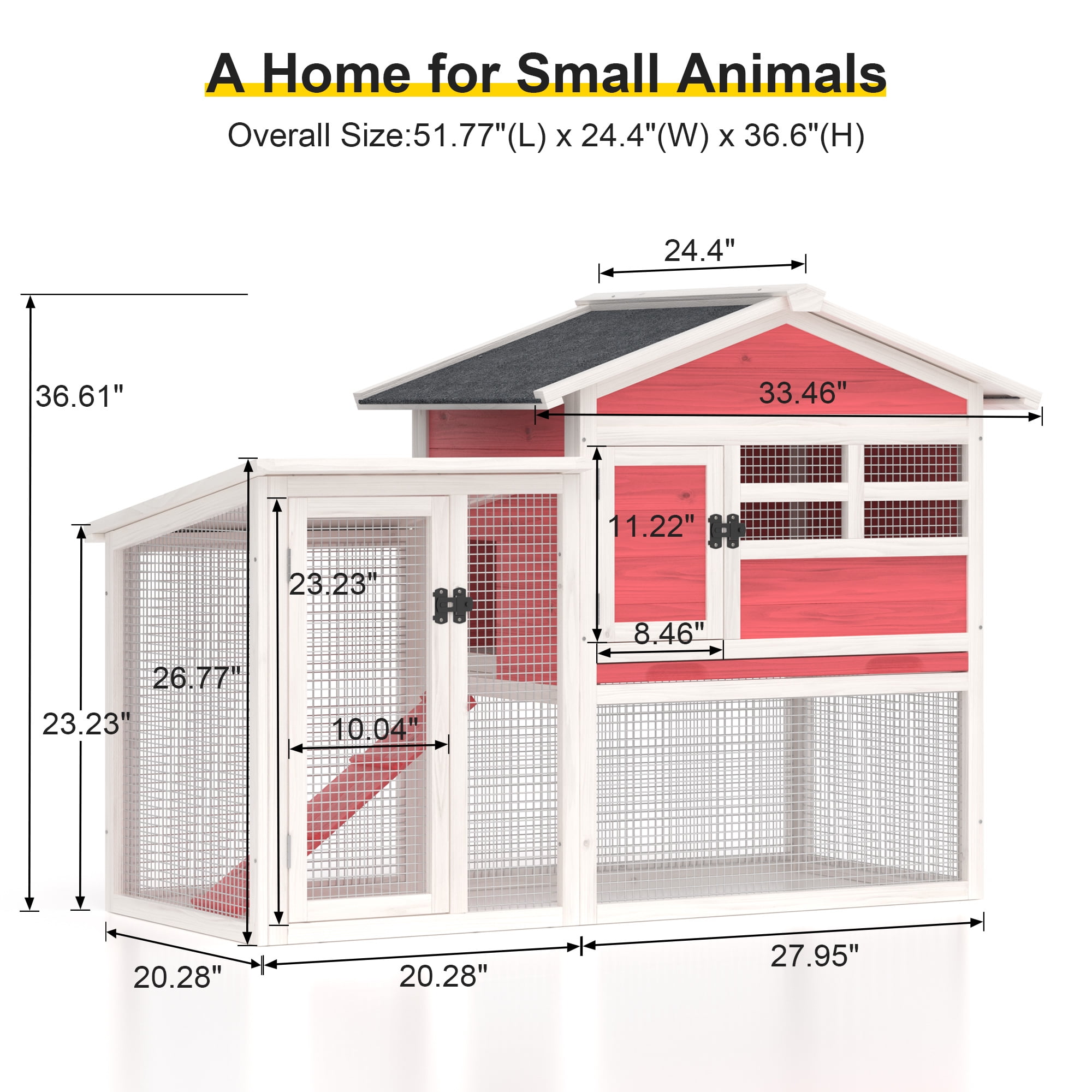GOJOOASIS Rabbit Hutch Indoor, Chicken Coop Outdoor with Waterproof Roof & Running Cage Large Bunny Cage with Ramp & Removable Tray 2 Story