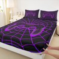 thumbnail image 3 of Manfei Happy Halloween Spider Web Bed Sheets,Cartoon Gamepad King Sheets,Purple Black Sheet Set For Kid Boy,Lightweight Room Decorative,4-Piece, 3 of 7