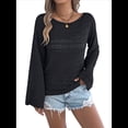 thumbnail image 1 of Suéter Holgado Informal de Larga con Crochet para Mujer, Top de Punto Calado. Negro M, 1 of 10