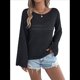 thumbnail image 1 of Suéter Holgado Informal de Larga con Crochet para Mujer, Top de Punto Calado. Negro S, 1 of 10