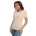 thumbnail image 2 of Women's Crew Neck Ribbed Fitted Shirt Basic Short Sleeves Summer T Shirt Tops, 2 of 7
