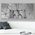 thumbnail image 3 of wall26 - 3 Piece Framed Canvas Wall Art - Brooklyn Bridge New York City, USA in Black and White - Modern Home Art Stretched and Framed Ready to Hang - 24"x36"x3 White, 3 of 5