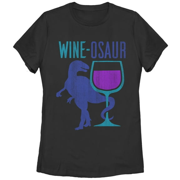 Women's CHIN UP Wine Dinosaur  Graphic Tee Black Medium