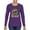 Purple, variant on Funny Neon Sloth | Dean Russo Art Animal Lover Womens Long Sleeve T-Shirt, Black, XL