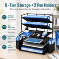 thumbnail image 2 of MEHOOM 6-Tier Desk Organizer, Metal File Organizer with Letter Tray Paper Organizer, Desktop Document & Mail Organizer, Office Supplies Organizer with 2 Pen Holders, Office Desk Accessories for Home,, 2 of 10