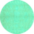 thumbnail image 1 of Ahgly Company Machine Washable Indoor Round Abstract Turquoise Blue Modern Area Rugs, 8' Round, 1 of 4