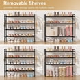 thumbnail image 5 of 4-Tier Shoe Rack 33" Wide Metal Shoe Organizer Long Shoe Storage with 4 Side Hooks Sturdy Shoes Shelf for Closet, Front Door Entrance, Garage, Dorm, Black, 5 of 8