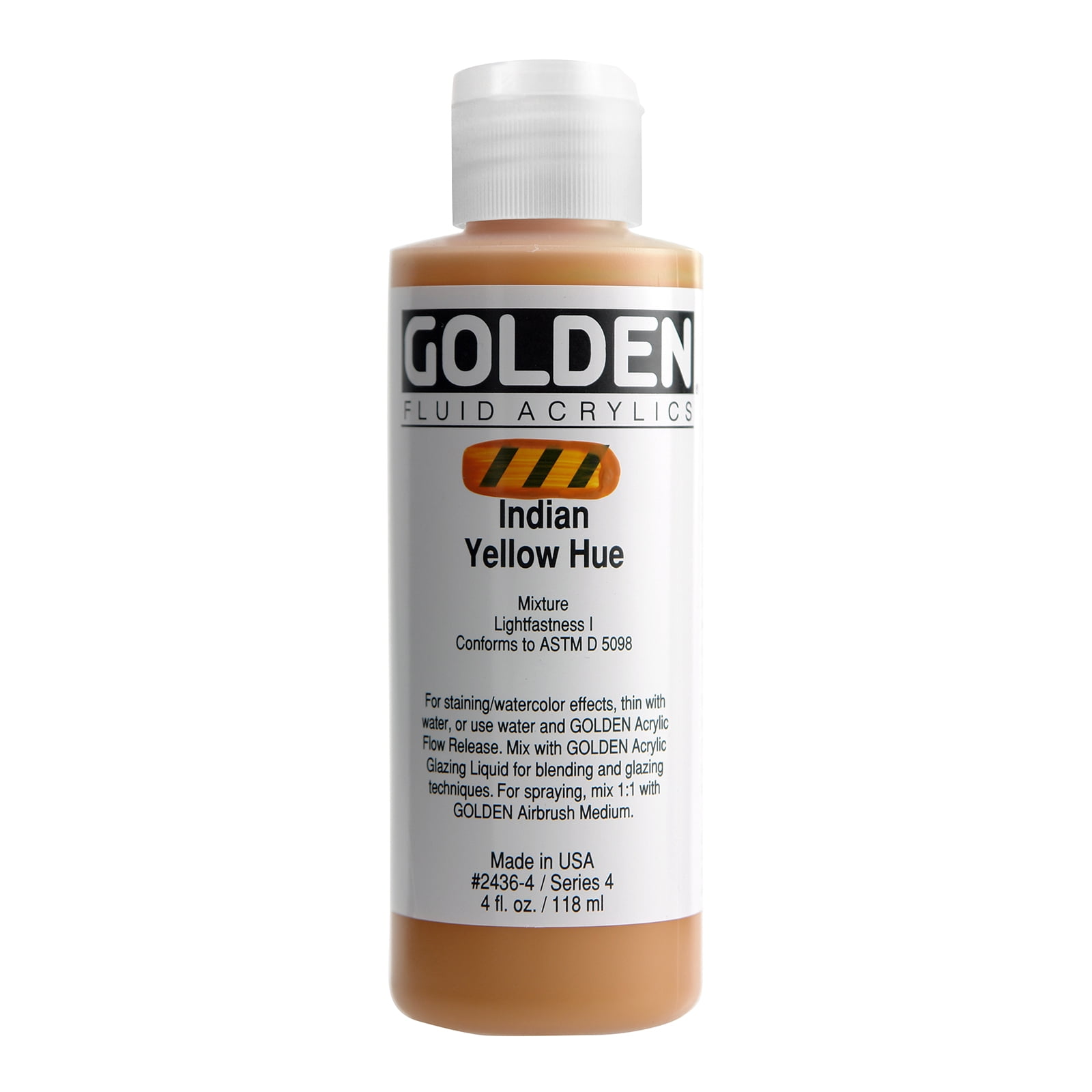 Golden Fluid Acrylic Paint, 4 oz, Indian Yellow Hue