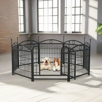 Pefilos Outdoor Dog Playpen with Doors, 24" 8 Panels Indoor Dog Fence Metal Dog Pen Pet Puppy Exercise Pen for RV Camping Garden Yard, Black