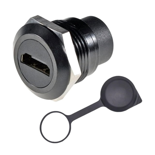 Bunblic HDMI Panel Mount Coupler Shielded Portable HDMI Round Pass through Connector Black