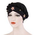 thumbnail image 2 of Women Floral Braid India Hat Muslim Ruffle Cancer Chemo Beanie Turban Wrap Cap, 2 of 9