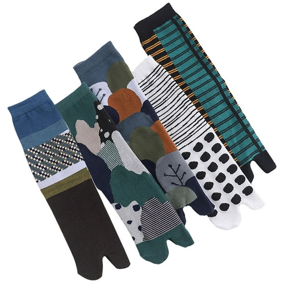 Uonlytech 5 Pairs Assorted Cotton Socks with Split Toe Design for Men and Women