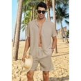 thumbnail image 4 of Aiyino Men's 2 Pieces Shirt Set Short Sleeve Button Down Casual Hippie Holiday Beach T-Shirts Shorts Outfits, 4 of 7