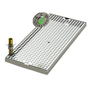 Surface Mount Drip Tray with Drain 8" X 20" X 3 4"- Stainless Steel # 4 Brushed Finish