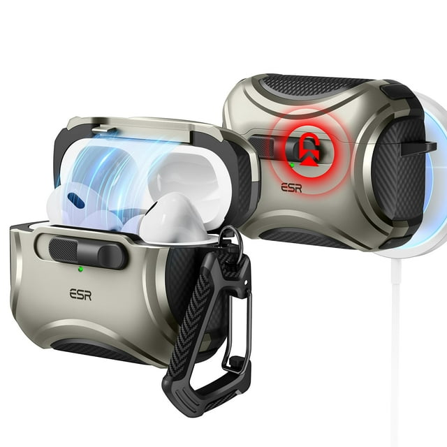 Funda para AirPods Pro ESR Cyber Series, de titanio, a prueba de caídas