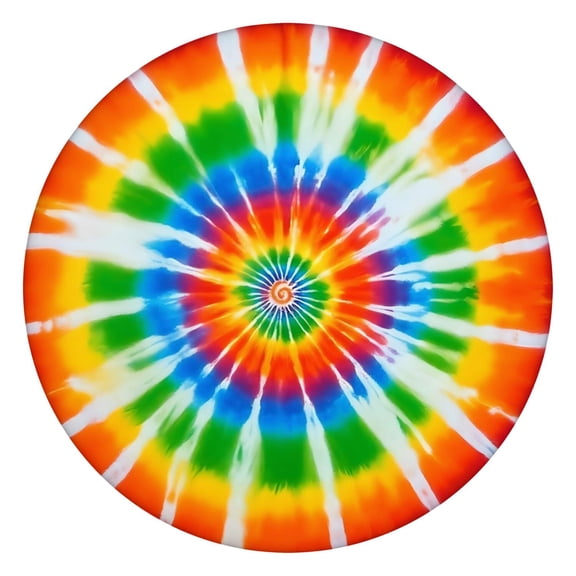 Rainbow Tie Dye Sunburst Round Fitted Tablecloth with Elastic Edge,Dining Table Cover Waterproof,Outdoor Round Tablecloth for Camping,Dining,Indoor and Outdoor