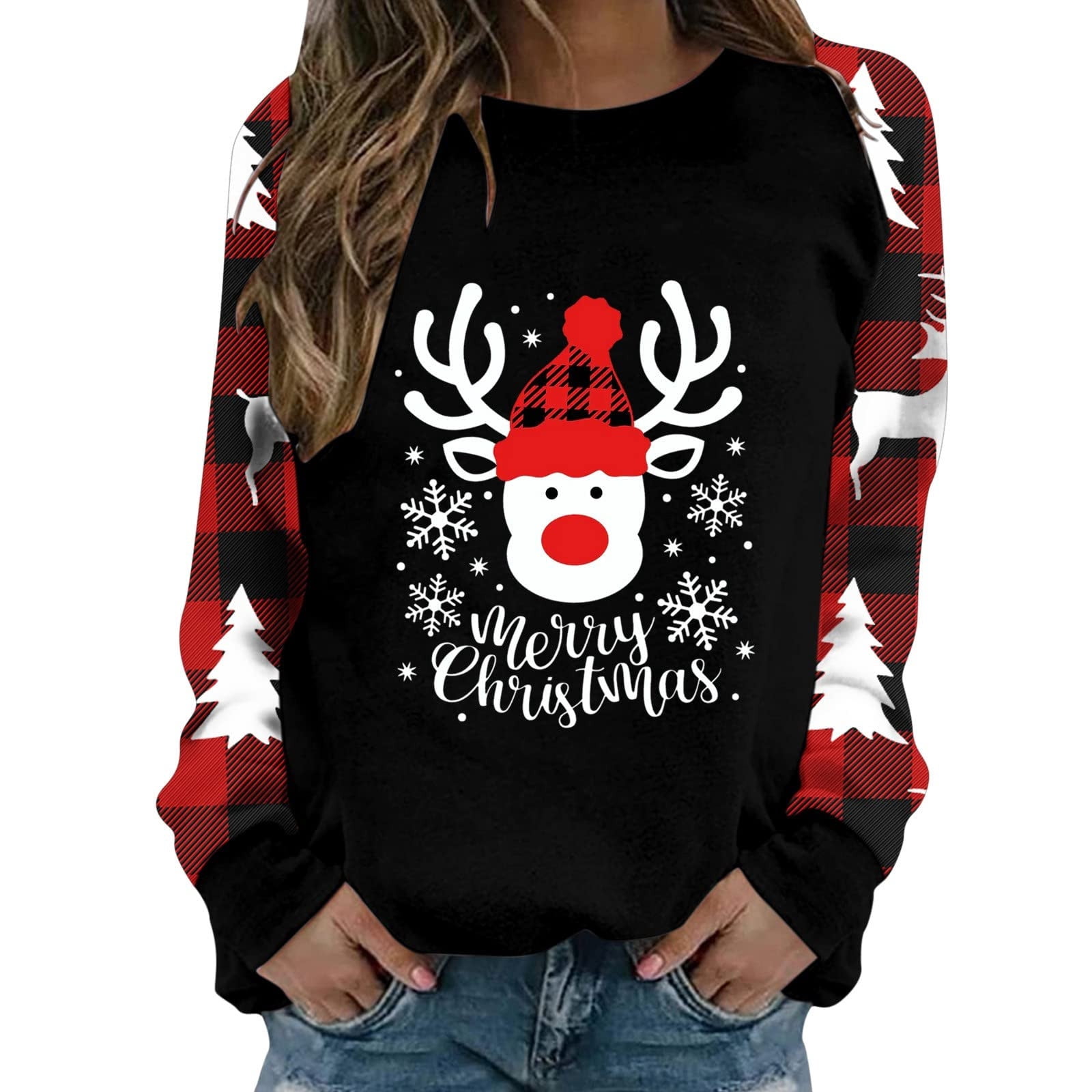 Womens Funny Christmas Shirts Cute Plus Size Ugly Christmas Sweater  Sweatshirts Dressy Casual Baseball Shirts 2022 Fall Winter Fashion -  Walmart.com