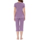 thumbnail image 3 of Conjunto de pijama de mujer INSPIRE CHIC, ropa de dormir, cuello redondo, ropa de casa con pantalones capri, XS, morado, 3 of 5