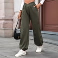 thumbnail image 4 of Pantalones Deportivos de Cintura Alta con Bolsillos para Mujer, Pantalones de Yoga Holgados e Informales Verde L, 4 of 9