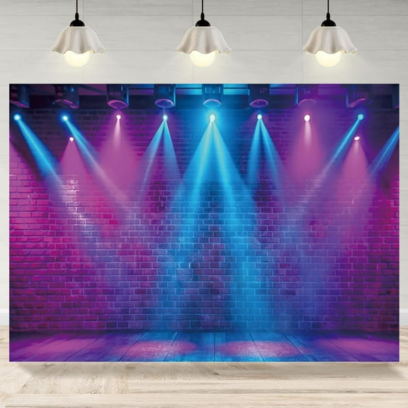 Stage Spotlight Backdrop Night Show Entertainment Discos Photography Background Retro Stone Brick Wall Art Birthday Party Decorations Banner Photo Booth Props