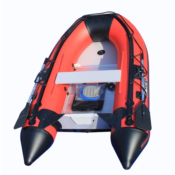 Boatify 8.9 ft Inflatable Boat Raft Dinghy Pontoon Boat Kayak with Aluminum Floor Red