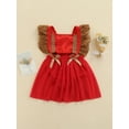 thumbnail image 2 of Xingqing Noël Enfant Baby Girls Mouche Manches Romper Robe Sans Manches en Dentelle Combinaison Tutu Jupe, 2 of 8