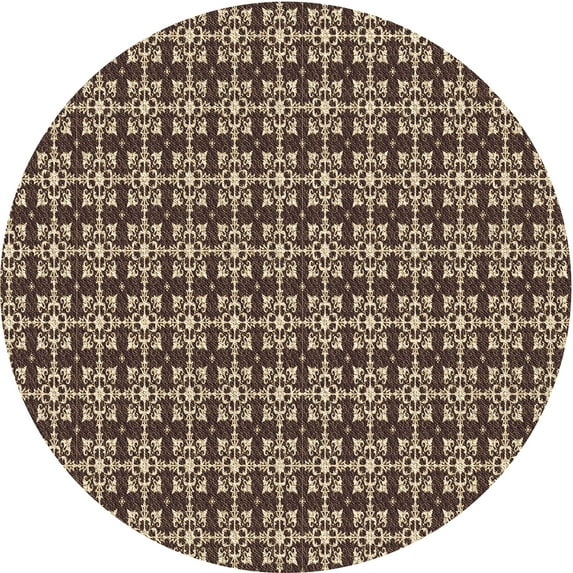 Ahgly Company Machine Washable Indoor Round Transitional Camel Brown Area Rugs, 8' Round