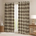 thumbnail image 2 of Homewish Brown Rhombus Checkered Blackout Curtains Set of 2 (52x84 Each),Retro Boho Geometric Window Curtains,Bohemian Plaid Print Curtains and Drapes For Girls Teens,Breathable Home Decor, 2 of 6